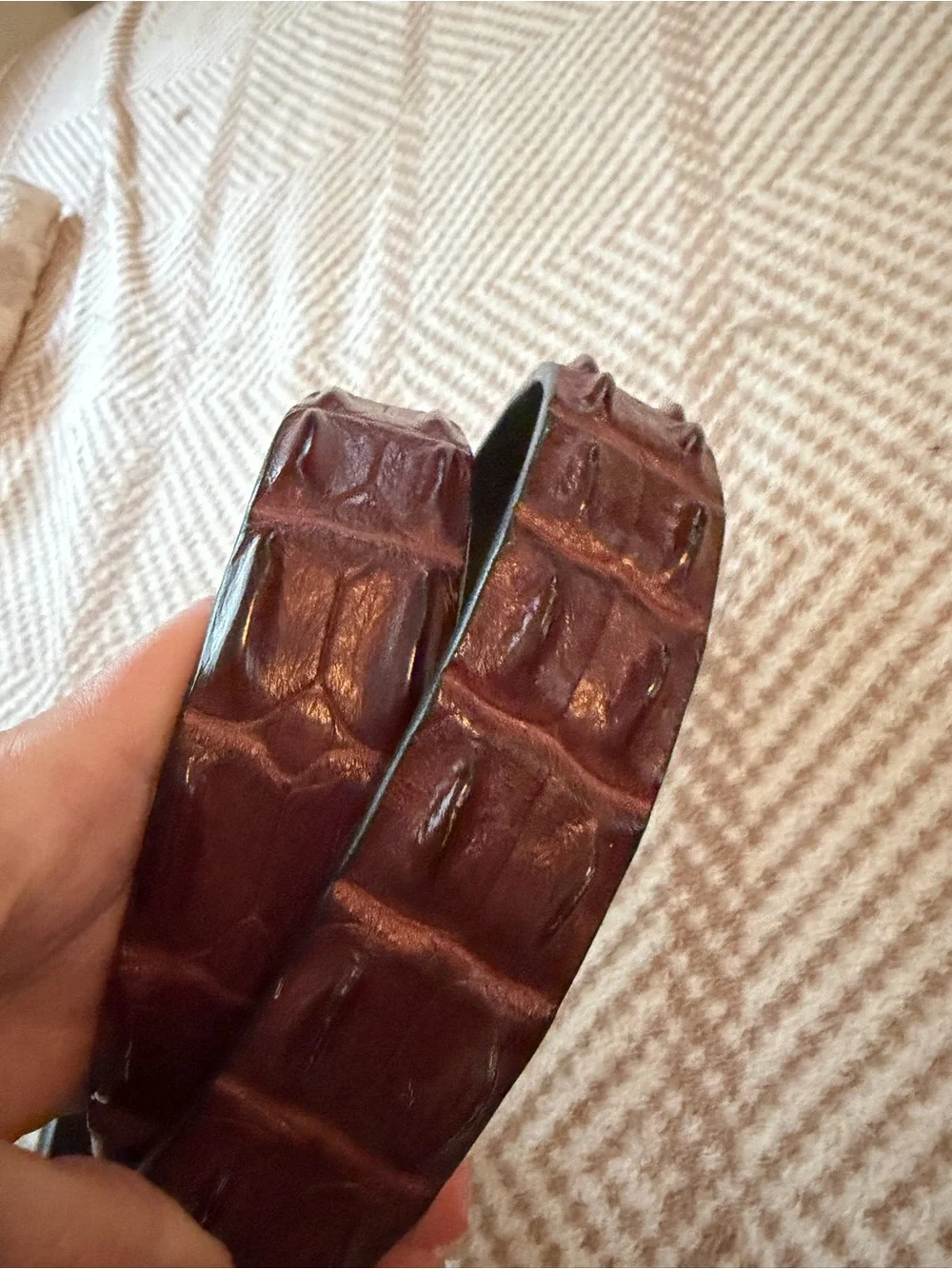 Australian Genuine Hornback Crocodile Belt Brown 40
